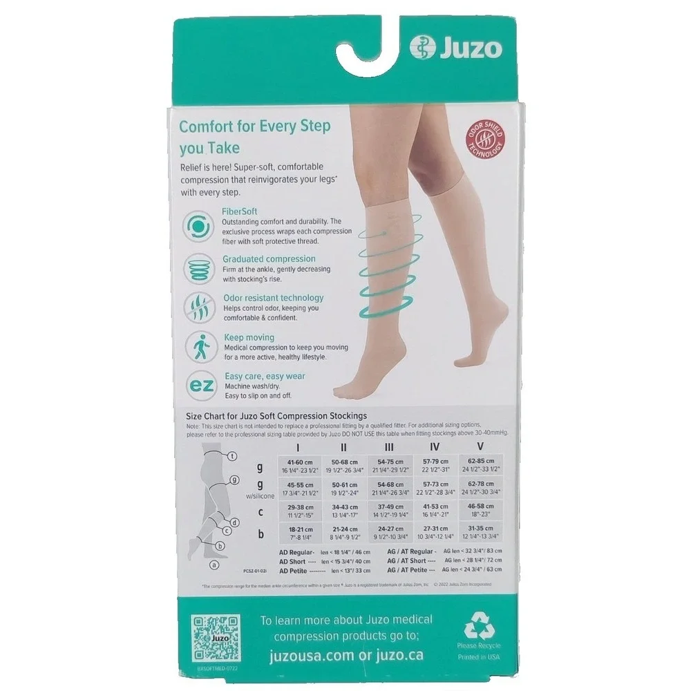 Juzo 2001 Soft 20-30 Closed Toe Knee High Compression Stockings w/Silicone‎ Band